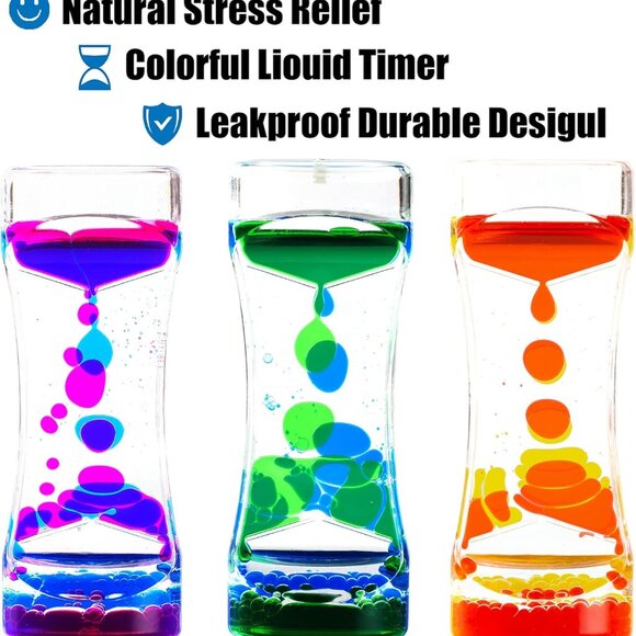 Liquid Motion Bubbler Timer Hourglass Liquid Bubbler Sensory Toys(3 Pack) - Picture 3 of 12